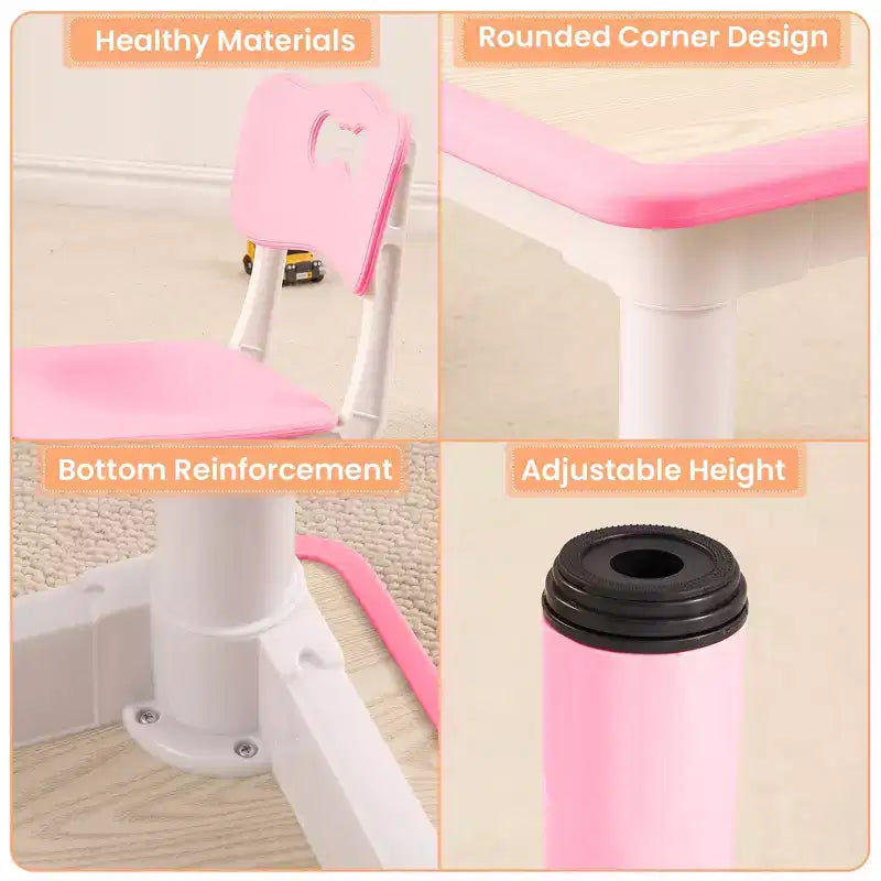 Ensemble de 5 pièces de table et chaises pour tout-petits, ensemble de 4 tables et chaises pour enfants réglables en hauteur, table pour tout-petits pour la lecture, le dessin, les repas, pour les enfants de plus de 3 ans