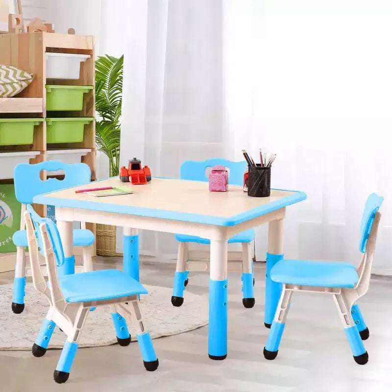 Ensemble de 5 pièces de table et chaises pour tout-petits, ensemble de 4 tables et chaises pour enfants réglables en hauteur, table pour tout-petits pour la lecture, le dessin, les repas, pour les enfants de plus de 3 ans