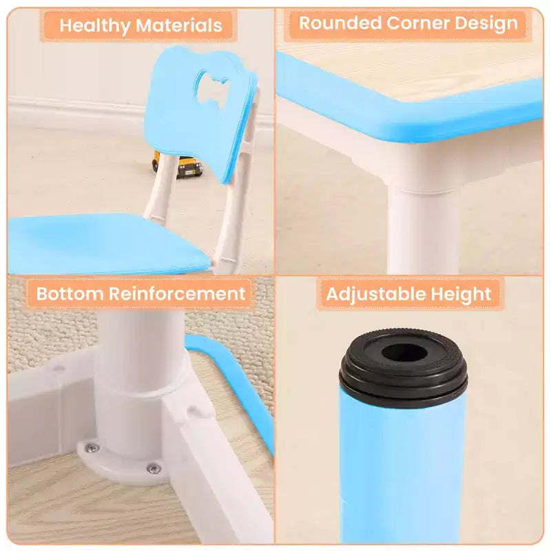 Ensemble de 5 pièces de table et chaises pour tout-petits, ensemble de 4 tables et chaises pour enfants réglables en hauteur, table pour tout-petits pour la lecture, le dessin, les repas, pour les enfants de plus de 3 ans
