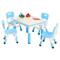 5pcs Toddler Table and Chair Set, Height Adjustable Kids Table and Chair Set of 4, Toddler Table for Reading, Drawing, Eating, for Ages Over 3