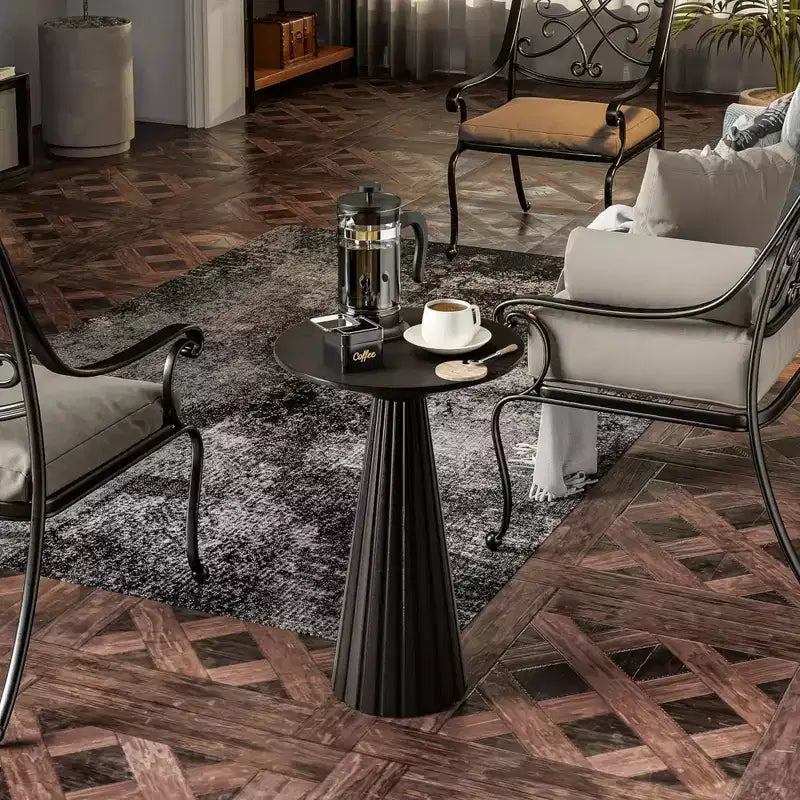 COZAYH Petite table d'appoint ronde Martini avec finition texturée et montage rapide pour salons ou chambres à coucher, supporte jusqu'à 11,3 kg, noir