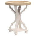 COZAYH Rustic Round Accent End Table with Wood Tray Top Nightstand for Small Spaces Living Room or Bedroom 18.5 x 18.5 x 25 Inches, White