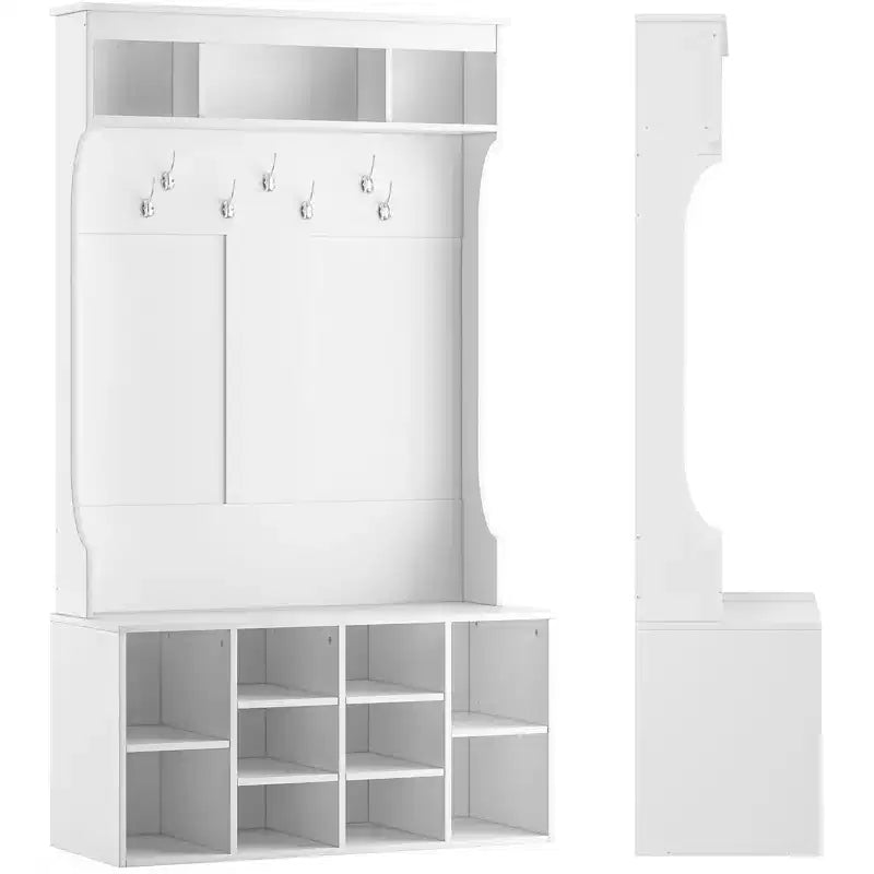 Meuble d'entrée PexFix avec banc et rangement à chaussures, 7 patères et rangement réglable