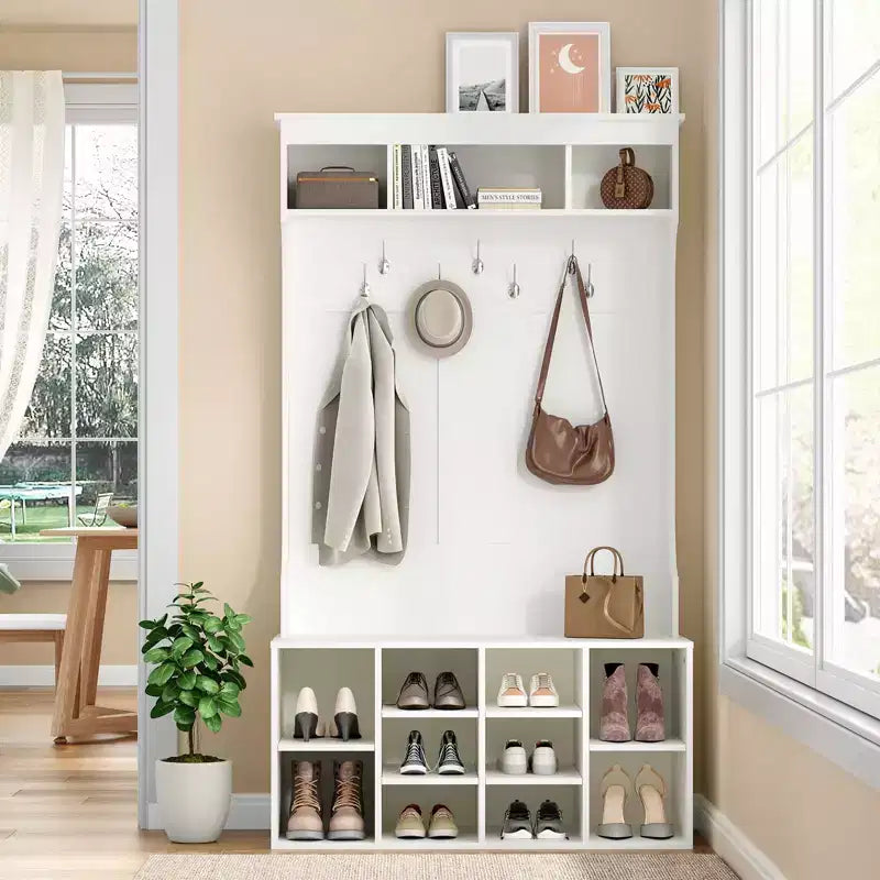 Meuble d'entrée PexFix avec banc et rangement à chaussures, 7 patères et rangement réglable