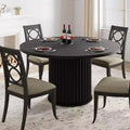 CuisinSmart 47 Inch Round Dining Table for 4-6, Black Mid Century Modern Dinner Tables for Dining Room, Living Room, Lunch