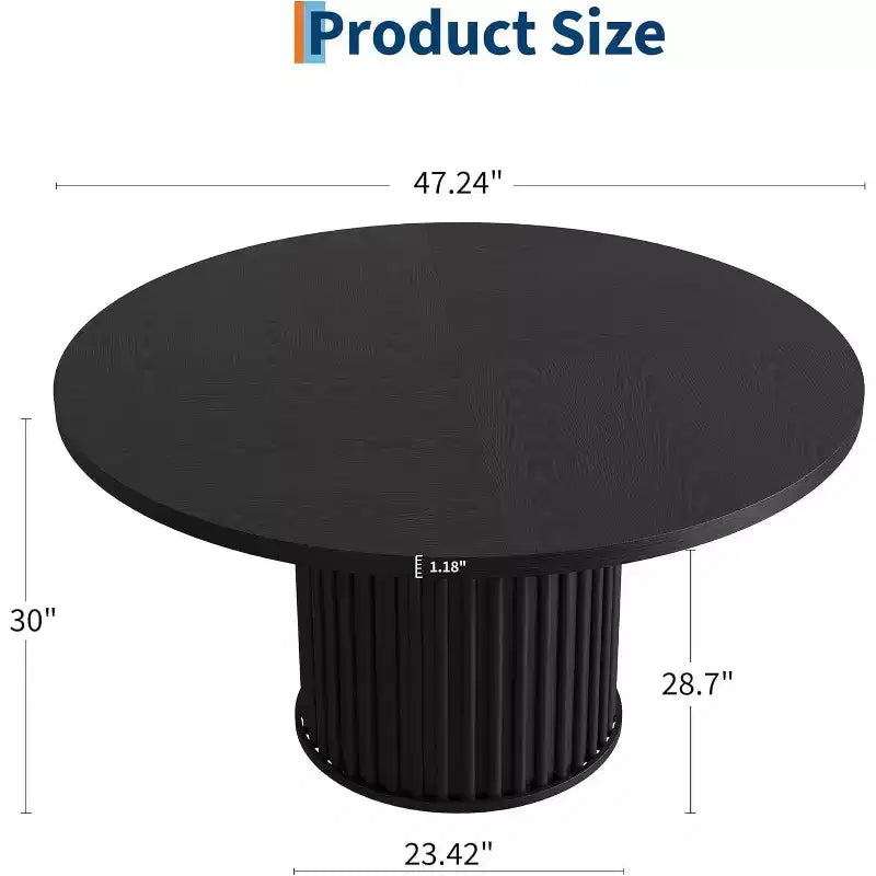 Table à manger ronde CuisinSmart de 119,38 cm pour 4 à 6 personnes, tables de salle à manger modernes du milieu du siècle noires pour salle à manger, salon, déjeuner