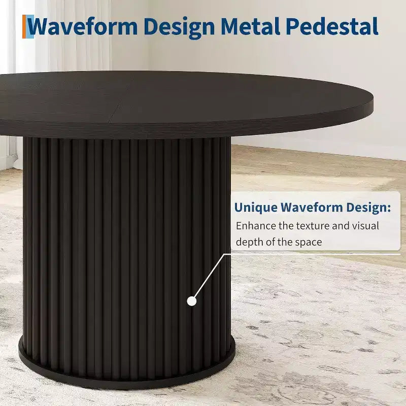 Table à manger ronde CuisinSmart de 119,38 cm pour 4 à 6 personnes, tables de salle à manger modernes du milieu du siècle noires pour salle à manger, salon, déjeuner