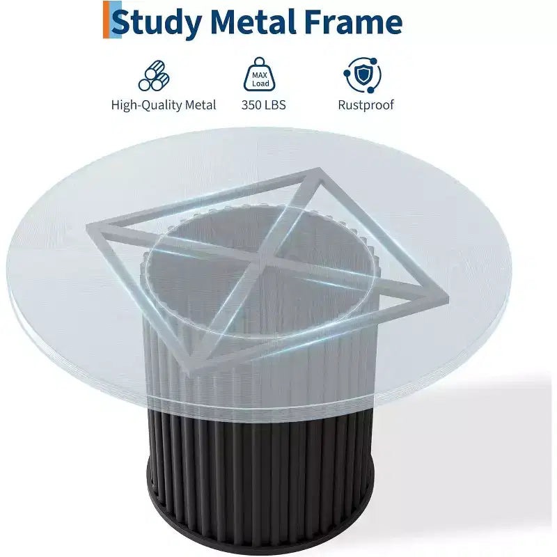 Table à manger ronde CuisinSmart de 119,38 cm pour 4 à 6 personnes, tables de salle à manger modernes du milieu du siècle noires pour salle à manger, salon, déjeuner