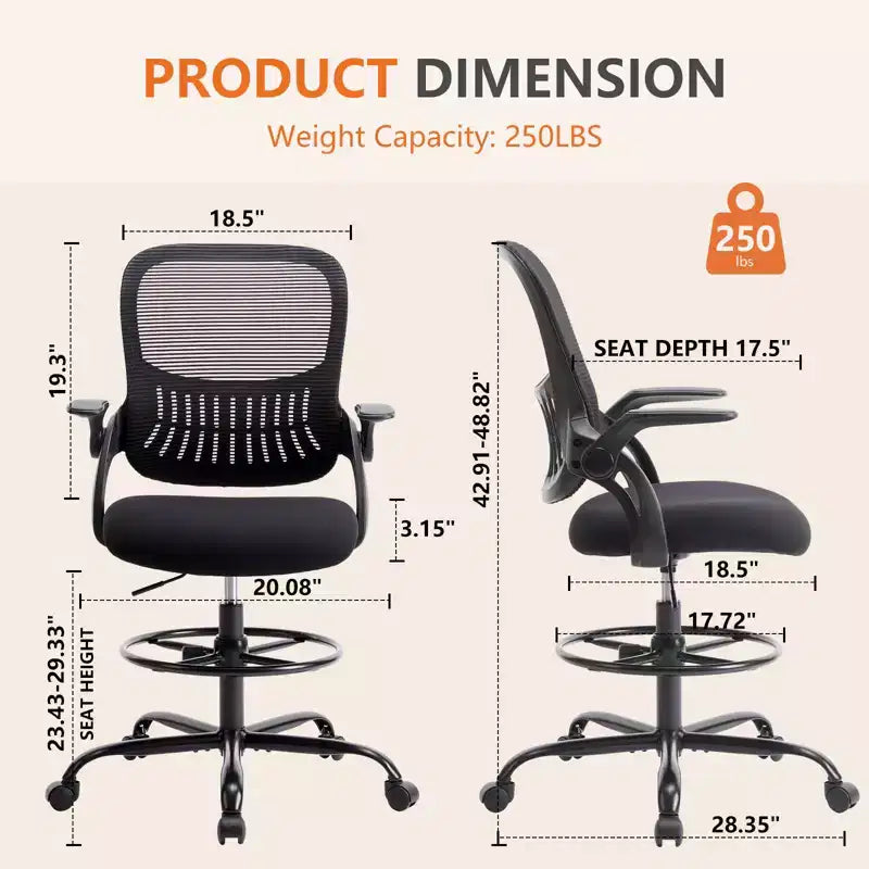 Chaise de bureau haute pour bureau debout - Chaises de bureau hauteur comptoir