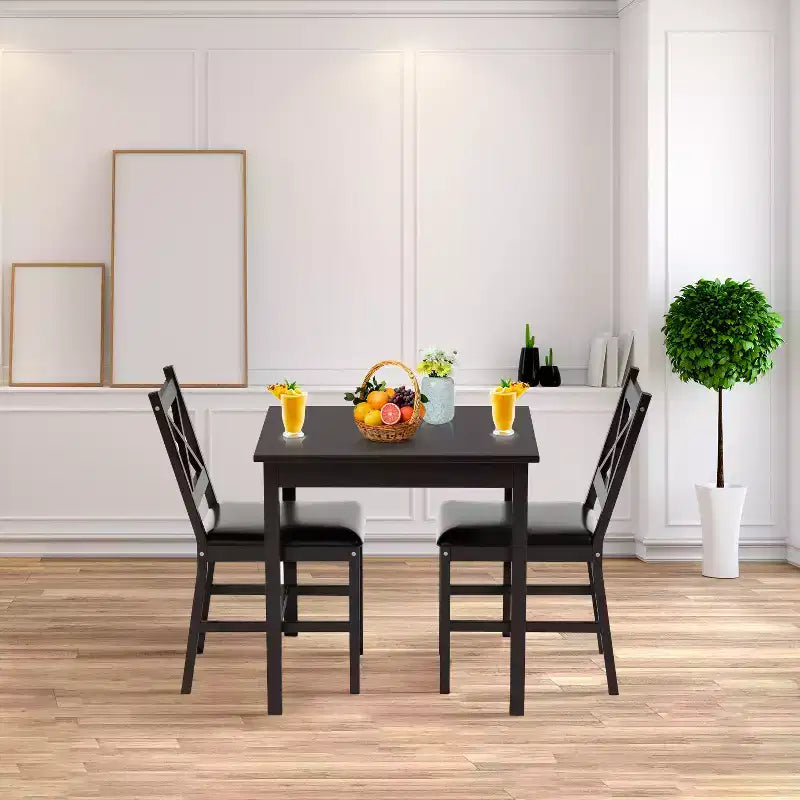 Ensemble de table et chaises de salle à manger BestMassage pour 2/4 personnes, ensemble de table de cuisine, marron foncé