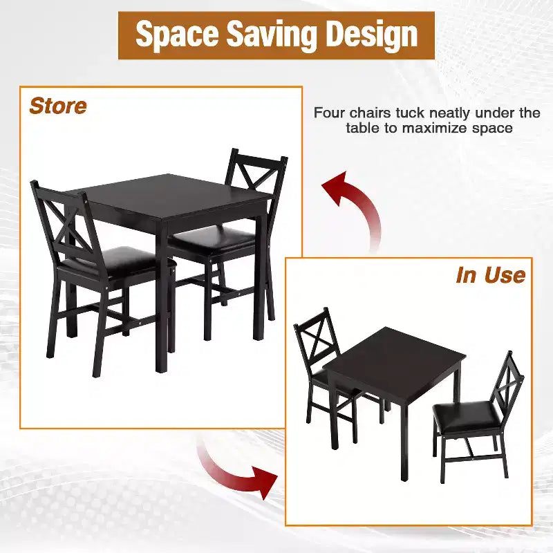 Ensemble de table et chaises de salle à manger BestMassage pour 2/4 personnes, ensemble de table de cuisine, marron foncé
