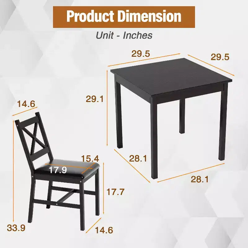 Ensemble de table et chaises de salle à manger BestMassage pour 2/4 personnes, ensemble de table de cuisine, marron foncé