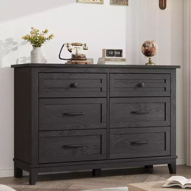 Commode à 6 tiroirs GustoWave pour chambre à coucher, commode de rangement autoportante de 120 cm de large pour salon, entrée, organisation de placard