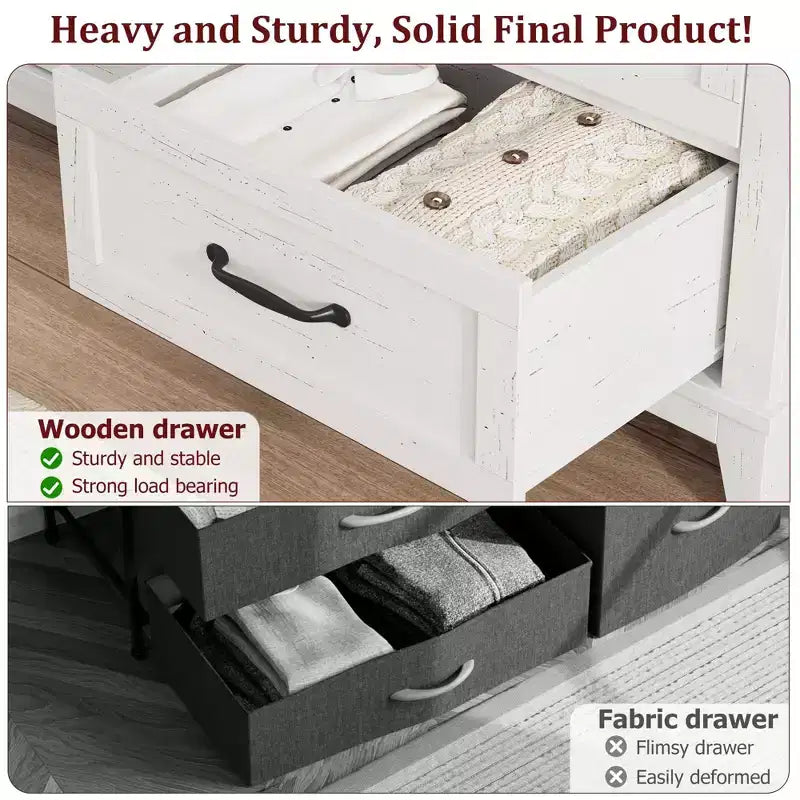 Commode à 6 tiroirs GustoWave pour chambre à coucher, commode de rangement autoportante de 120 cm de large pour salon, entrée, organisation de placard