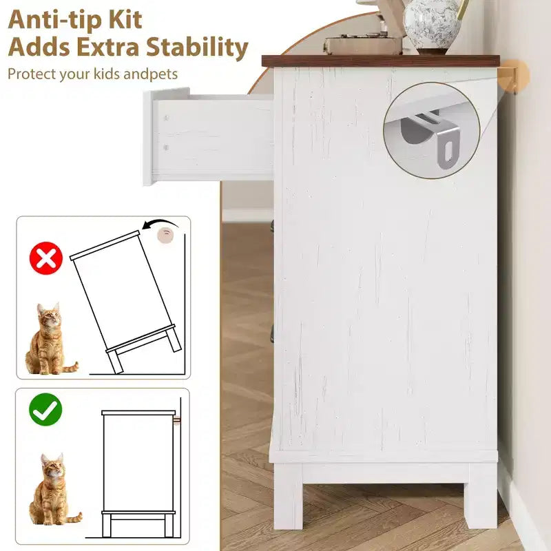 Commode à 6 tiroirs GustoWave pour chambre à coucher, commode de rangement autoportante de 120 cm de large pour salon, entrée, organisation de placard