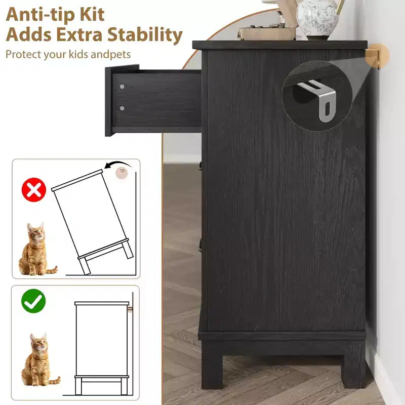 Commode à 6 tiroirs GustoWave pour chambre à coucher, commode de rangement autoportante de 120 cm de large pour salon, entrée, organisation de placard