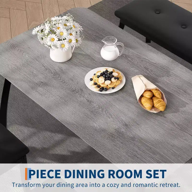 Ensemble de salle à manger 4 pièces avec banc rembourré et 2 chaises, table de cuisine peu encombrante pour appartement ou petite salle à manger