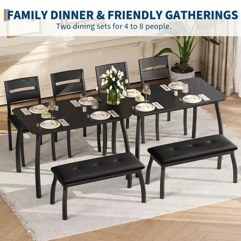 Ensemble de salle à manger 4 pièces avec banc rembourré et 2 chaises, table de cuisine peu encombrante pour appartement ou petite salle à manger