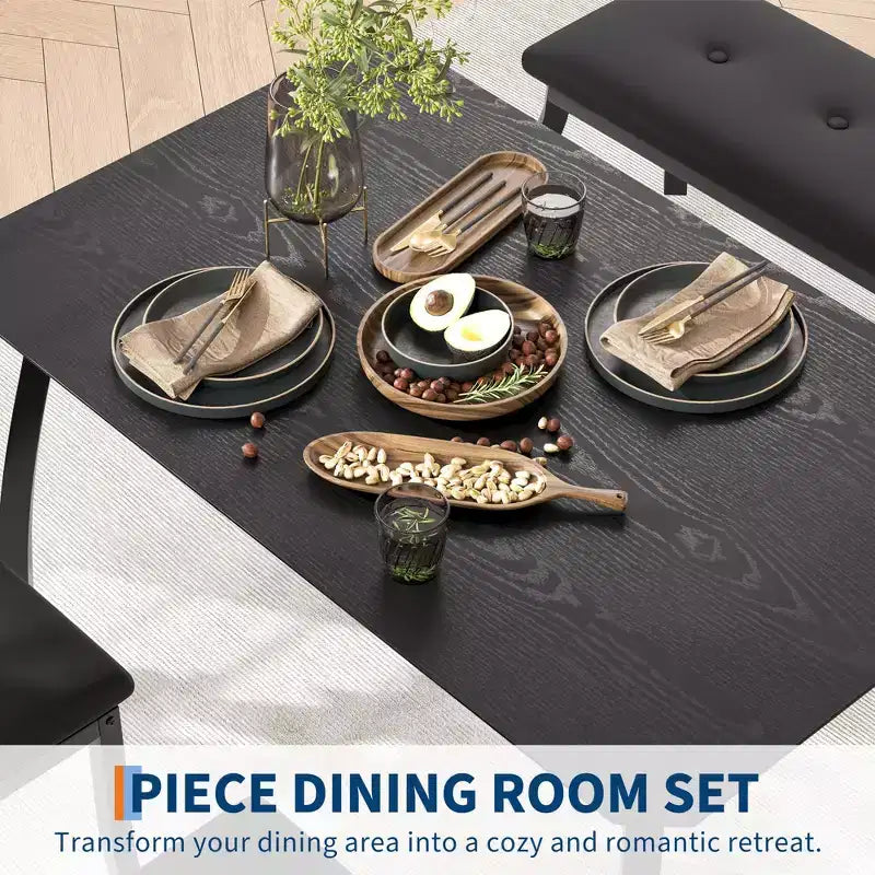 Ensemble de salle à manger 4 pièces avec banc rembourré et 2 chaises, table de cuisine peu encombrante pour appartement ou petite salle à manger