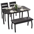 4-Piece Dining Table Set with Upholstered Bench & 2 Chairs, Space-Saving Kitchen Table for Apartment or Small Dining Room