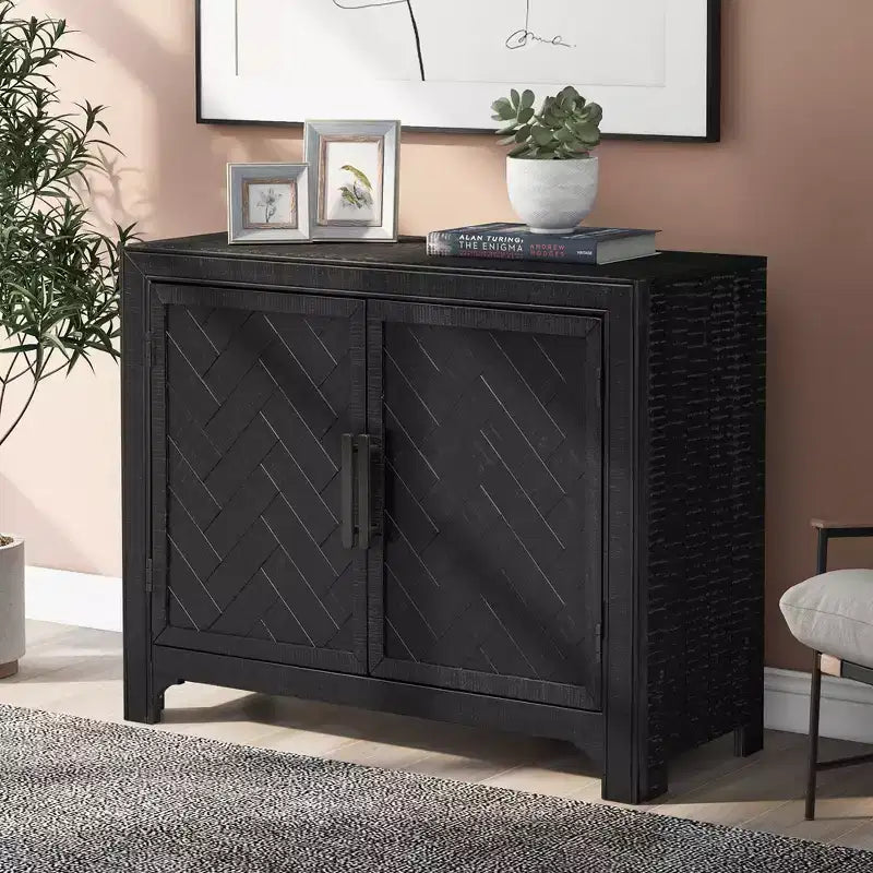 40 Modern Cabinets with Unique Design Doors with 1 Adjustable Shelves Suitable for Multiple Rooms Such as Living Room and Study Room