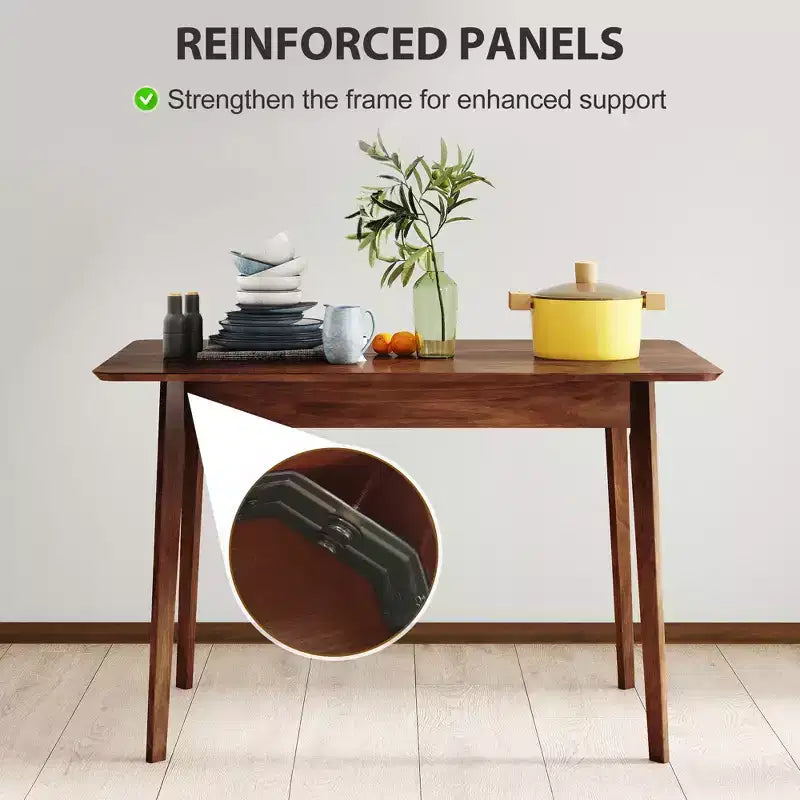 Table à manger moderne HOMCOM de style scandinave pour 4 personnes, table de cuisine rectangulaire de 120 cm avec plateau en placage de bois et cadre en bois d'hévéa pour salle à manger