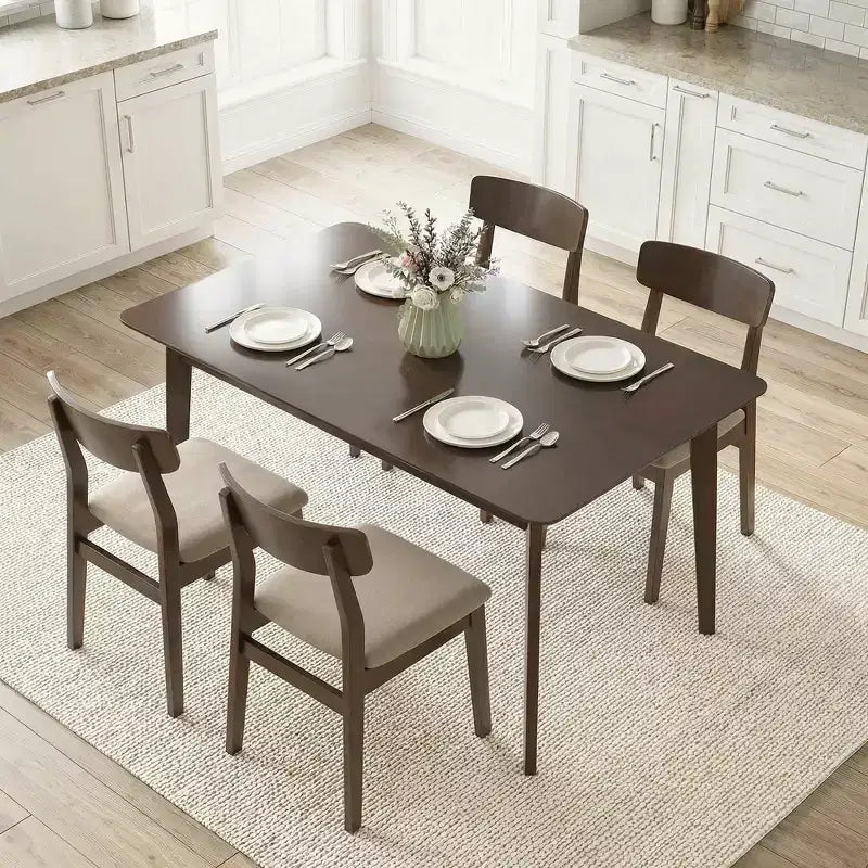 Table à manger moderne HOMCOM de style scandinave pour 4 personnes, table de cuisine rectangulaire de 120 cm avec plateau en placage de bois et cadre en bois d'hévéa pour salle à manger