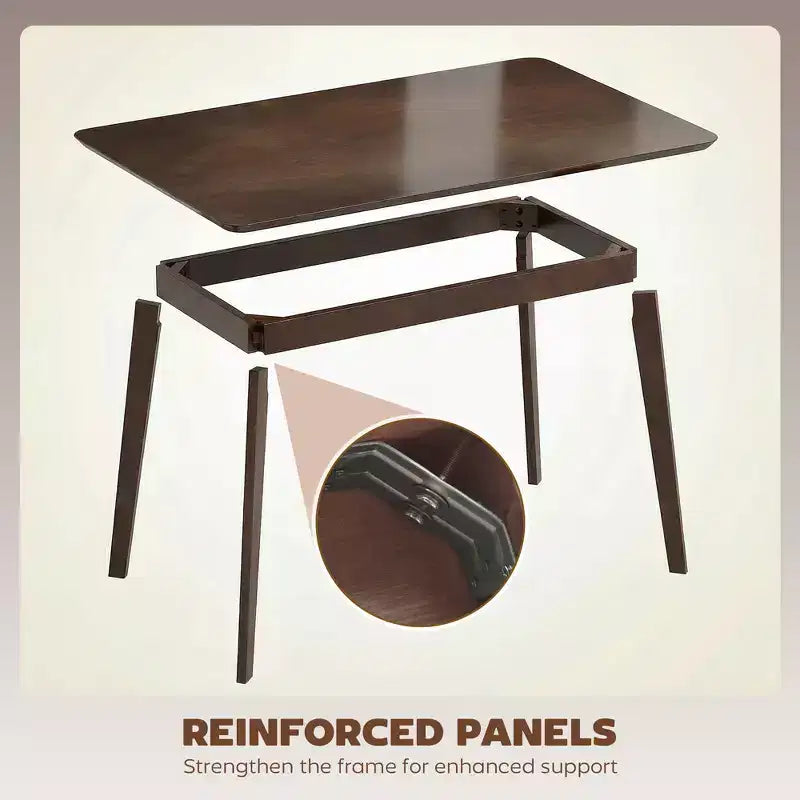 Table à manger moderne HOMCOM de style scandinave pour 4 personnes, table de cuisine rectangulaire de 120 cm avec plateau en placage de bois et cadre en bois d'hévéa pour salle à manger