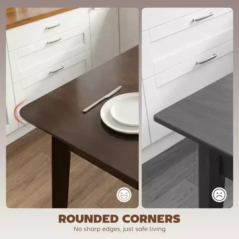 Table à manger moderne HOMCOM de style scandinave pour 4 personnes, table de cuisine rectangulaire de 120 cm avec plateau en placage de bois et cadre en bois d'hévéa pour salle à manger