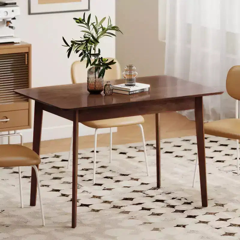 Table à manger moderne HOMCOM de style scandinave pour 4 personnes, table de cuisine rectangulaire de 120 cm avec plateau en placage de bois et cadre en bois d'hévéa pour salle à manger