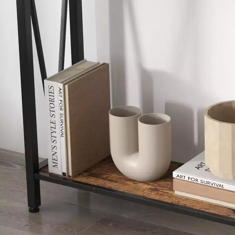 Console étroite avec rangement, Table d'entrée rustique avec cadre métallique pour Couloir, Salon, Chambre