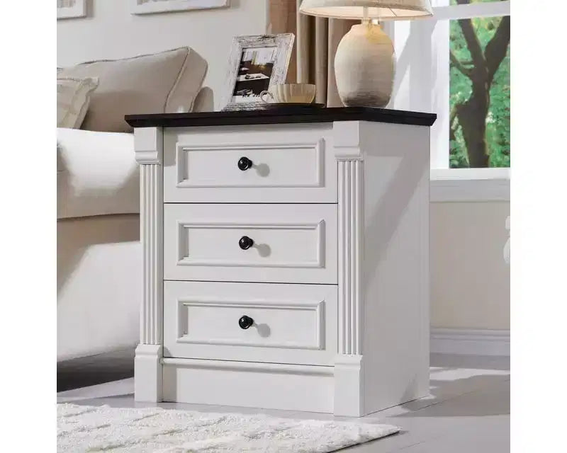 Table de chevet Mastgoal 26 avec station de charge, table d'appoint rustique en bois de style ferme de 23,6 pouces et 3 tiroirs