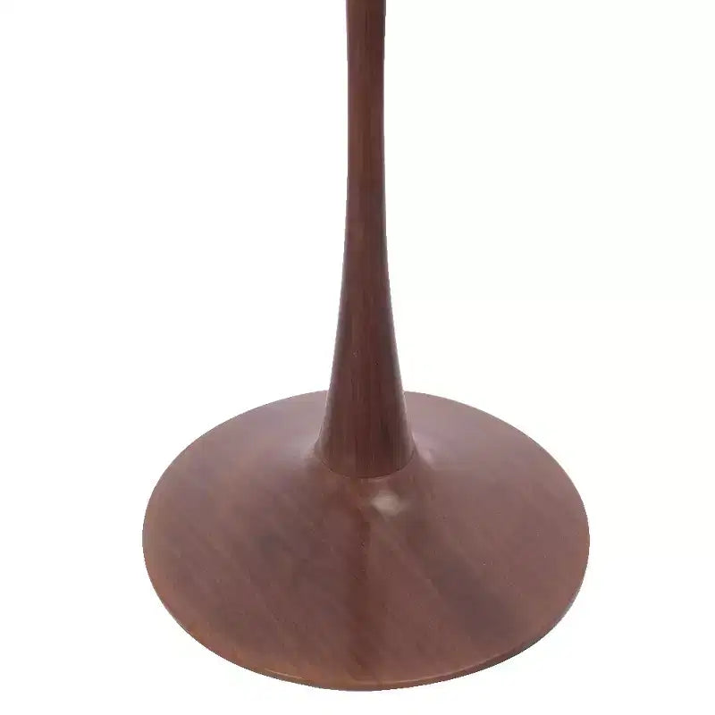 Table de salle à manger ronde LeisureMod Bristol 27, plateau en MDF avec base piédestal en acier noyer, table d'appoint moderne pour cuisine et salle à manger pour petits espaces