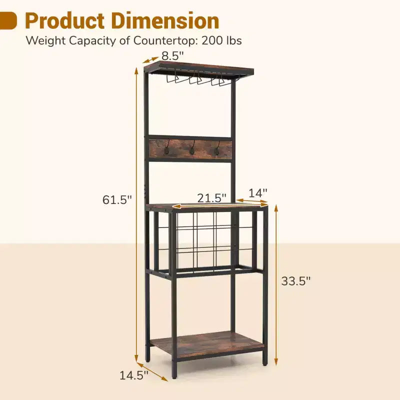 Range-bouteilles Costway sur pied avec comptoir, porte-bouteilles et verres, étagère à vin