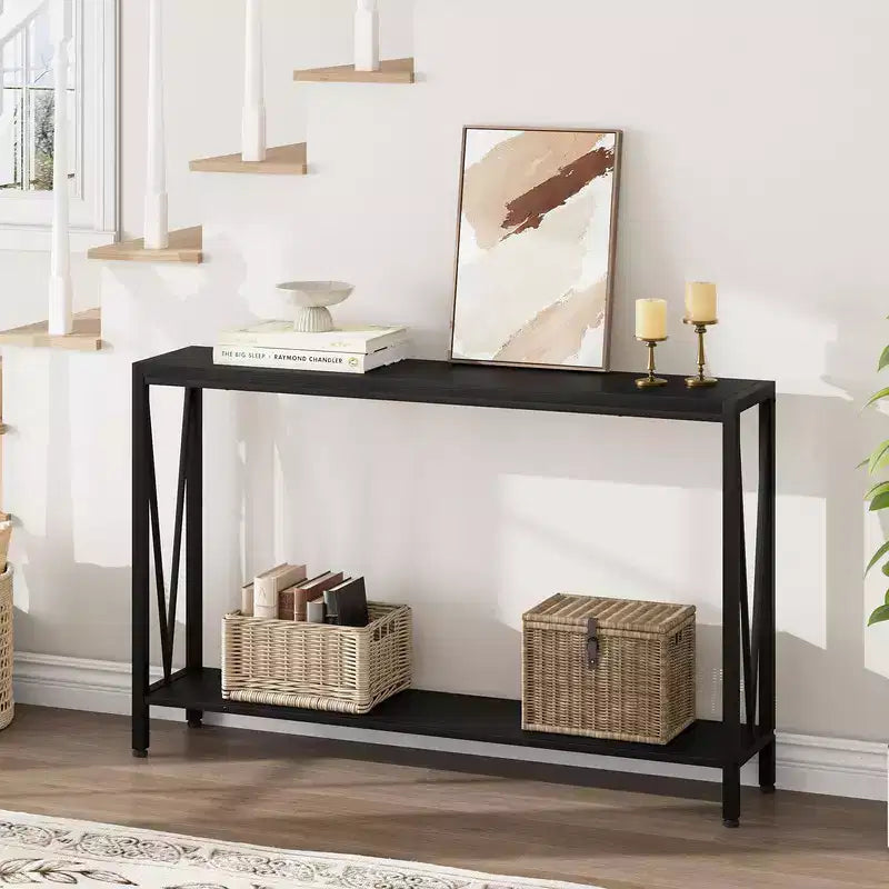 43 Console Table, 2-Tier Industrial Narrow Entryway Table , Sofa Table, Console Tables for Entryway