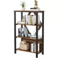 GustoWave Book Shelf - Bookcase with Open Display Shelves Wood and Metal Standing Bookshelf with Storage Rack