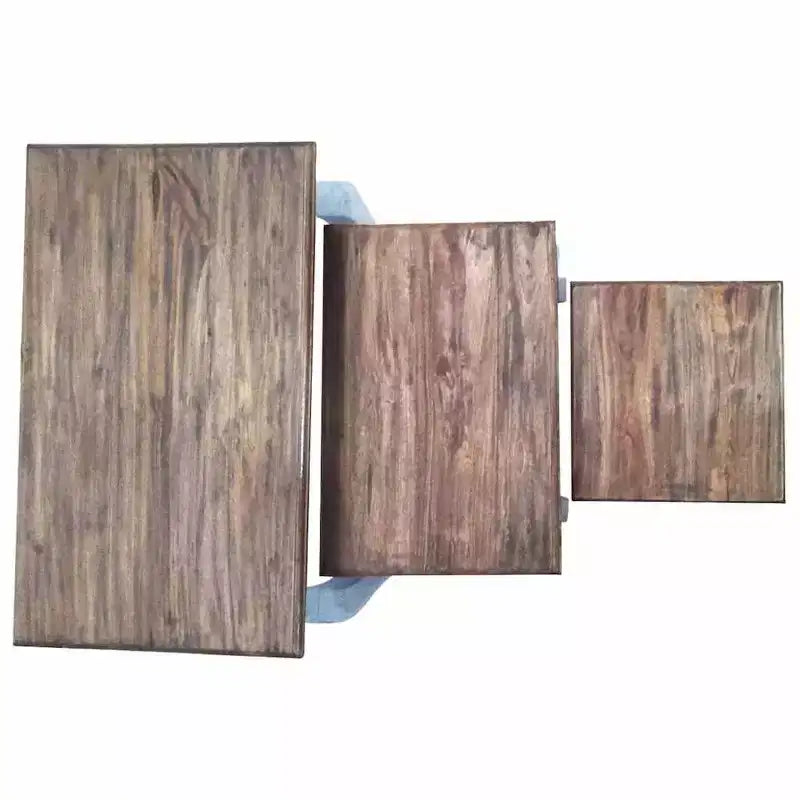 Tables gigognes vidaXL Bois d'acajou massif marron, blanc petites, moyennes, grandes