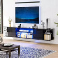 VINGLI 63 Black Floating TV Stand with RGB Lights, Wall Mounted Entertainment Center with Storage, High Glossy Media Console