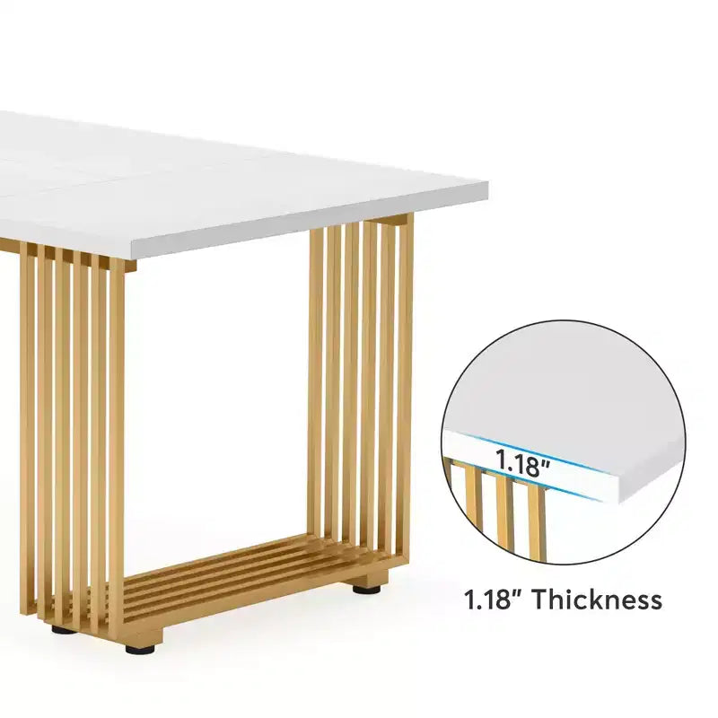 MAYEERTY Bureau polyvalent de 178 cm avec plateau en bois robuste et pieds en métal pour bureau à domicile
