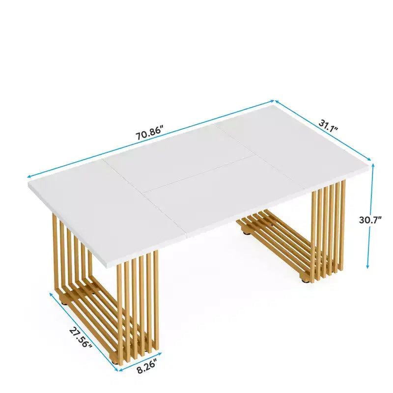 MAYEERTY Bureau polyvalent de 178 cm avec plateau en bois robuste et pieds en métal pour bureau à domicile
