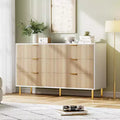 2025 New Modern 6 Drawer Dresser with Gold Handle, Wood Double Chest of Drawers and Storage Organizer for Living Room, Hallway, Entryway