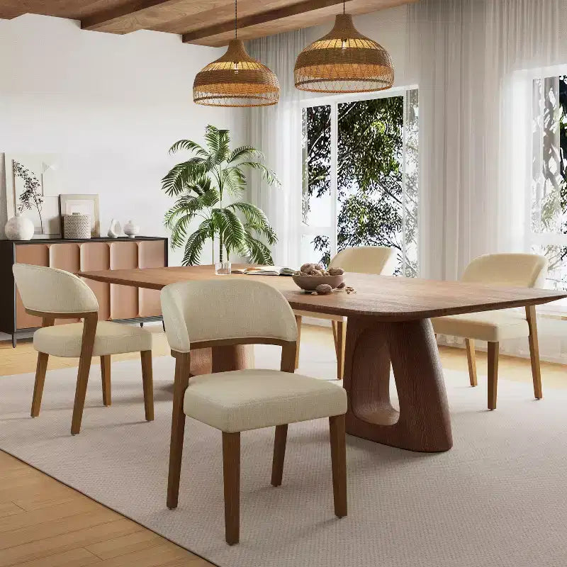 Christopher Knight Home Ata Chaises de salle à manger modernes en bois d'hévéa rembourrées (lot de 4)