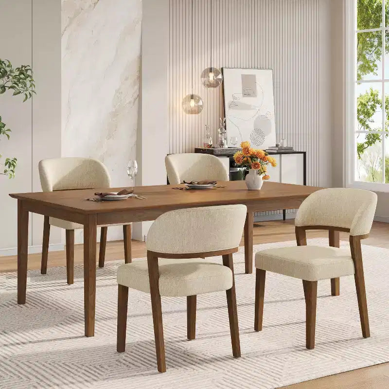 Christopher Knight Home Ata Chaises de salle à manger modernes en bois d'hévéa rembourrées (lot de 4)