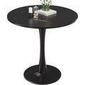 PexFix 31.5 Modern Round Dining Tulip Table for 2-4 People Black Wood Tabletop with Metal Pedestal Base for Kitchen Living Room