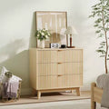 Fluted 3 Drawer Dressers, Modern Closet Dressers Chest of Drawers, Wood Storage Dresser Chest of Drawers Organizer