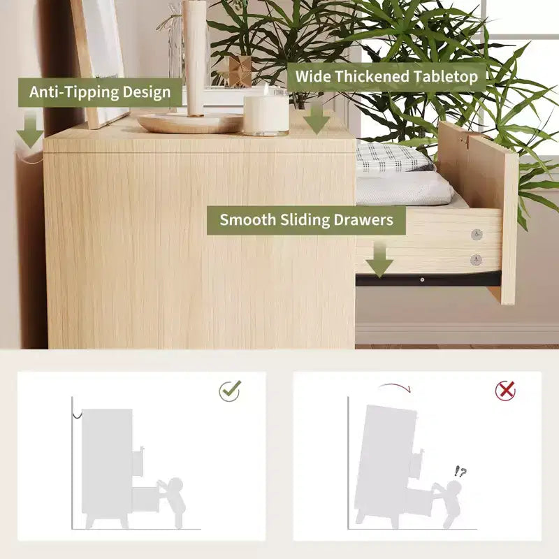 Commodes à 3 tiroirs cannelées, commodes de placard modernes, commodes de rangement en bois, organisateur de commodes.