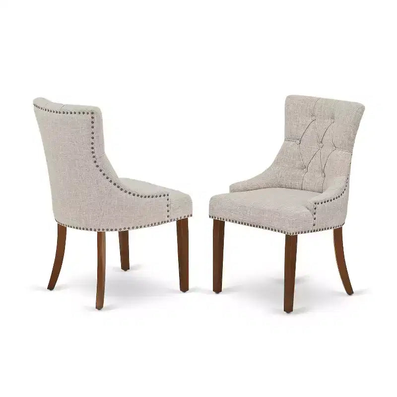 Ensemble de salle à manger 7 pièces HomeStock avec table et chaises Parsons en tissu de lin acajou