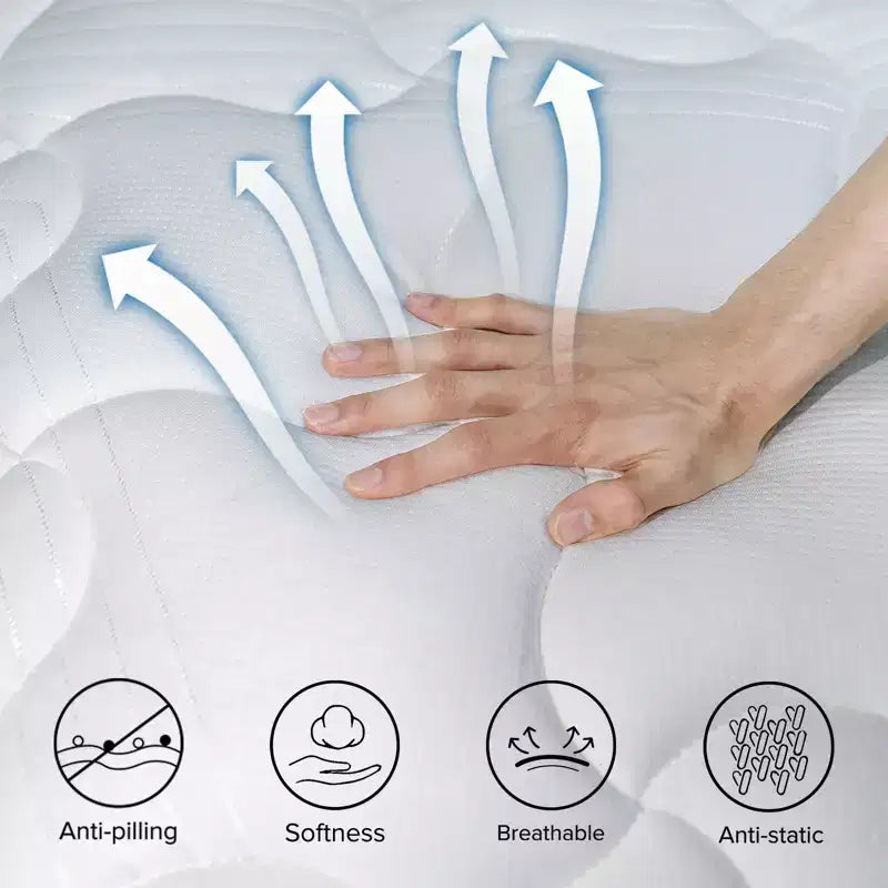 Matelas Hybride Swedrea, Mousse à Mémoire de Forme Respirante Refroidissante (Fermeté Moyenne), en Boîte, Blanc