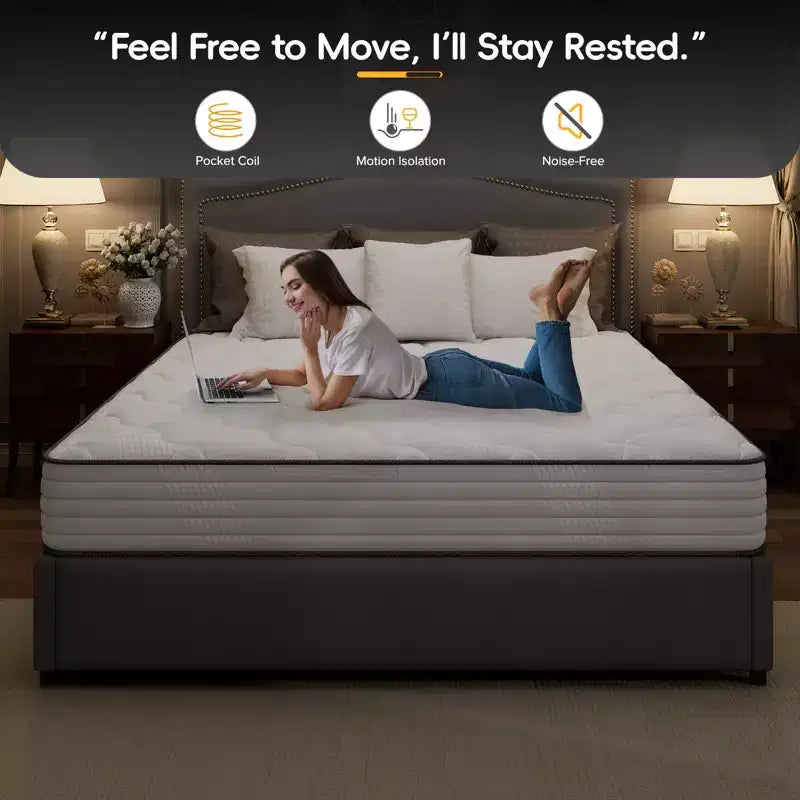 Matelas Hybride Swedrea, Mousse à Mémoire de Forme Respirante Refroidissante (Fermeté Moyenne), en Boîte, Blanc