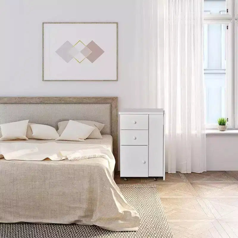 Karlhome Table de manucure rectangulaire de 118 cm en MDF blanc avec 2 tiroirs, armoire, portes et collecteur de poussière électrique